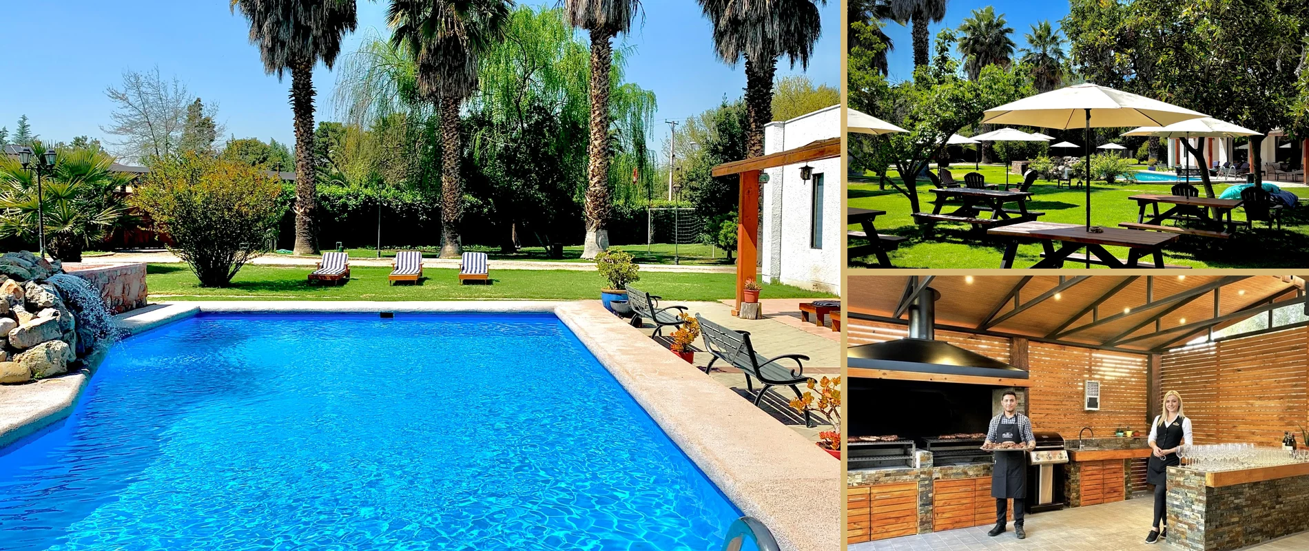 Fiestas Patrias para empresas en Palmas de Malloco con piscina, áreas verdes, quincho y asado
